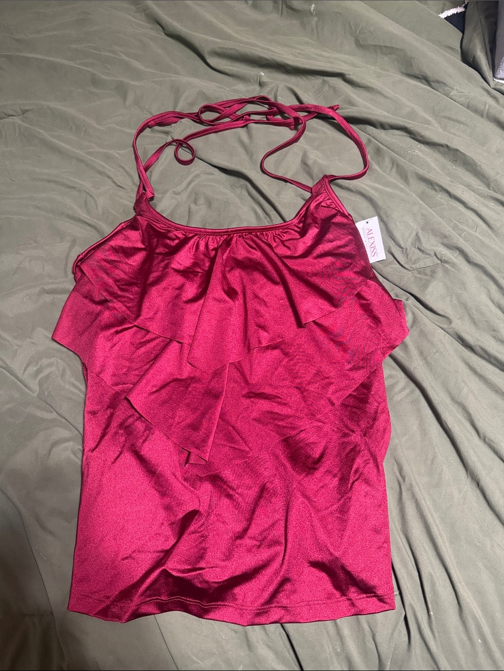 Alexis Deep Raspberry Ruffle Halter Swim Top